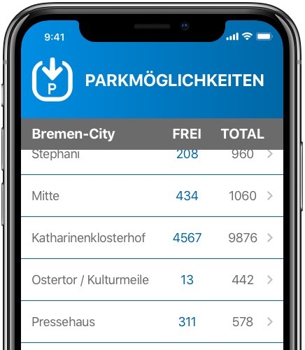 BrePark Parkhaus App – Screen 1 – Convelop Referenz